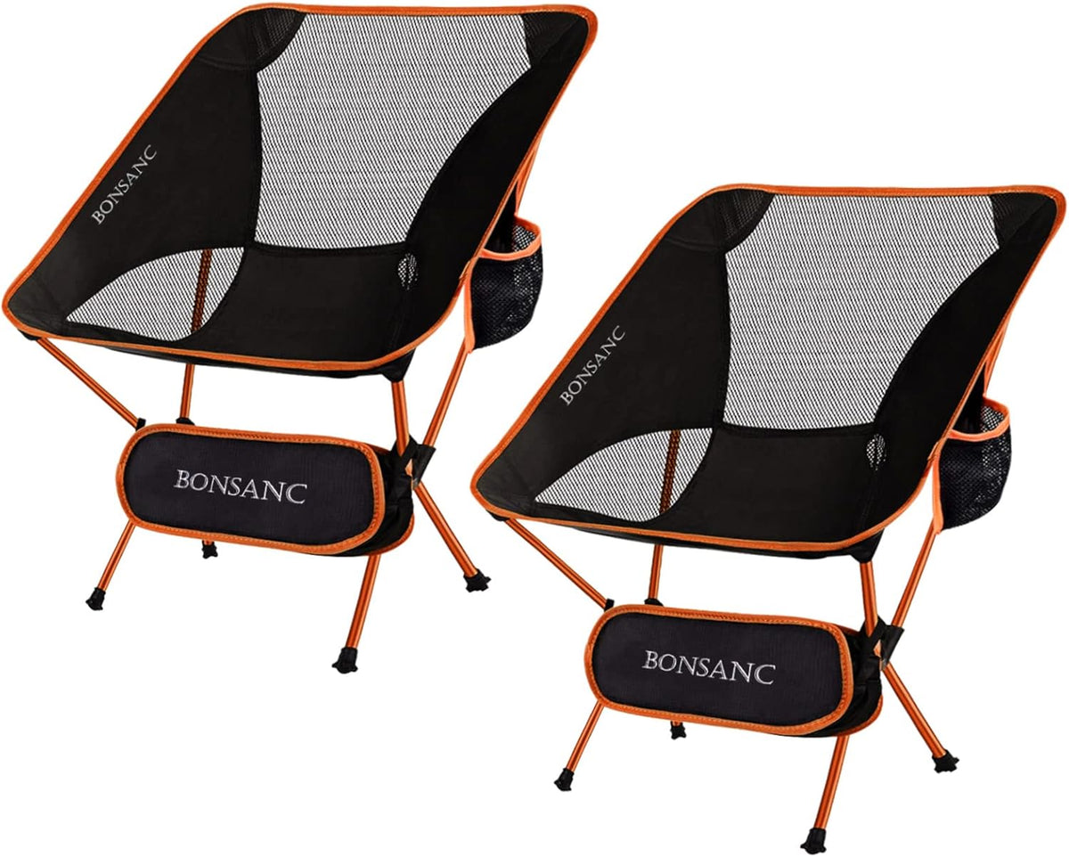 2 Pack Ultralight Compact Camping Chair with Carry Bag (Orange) B71706