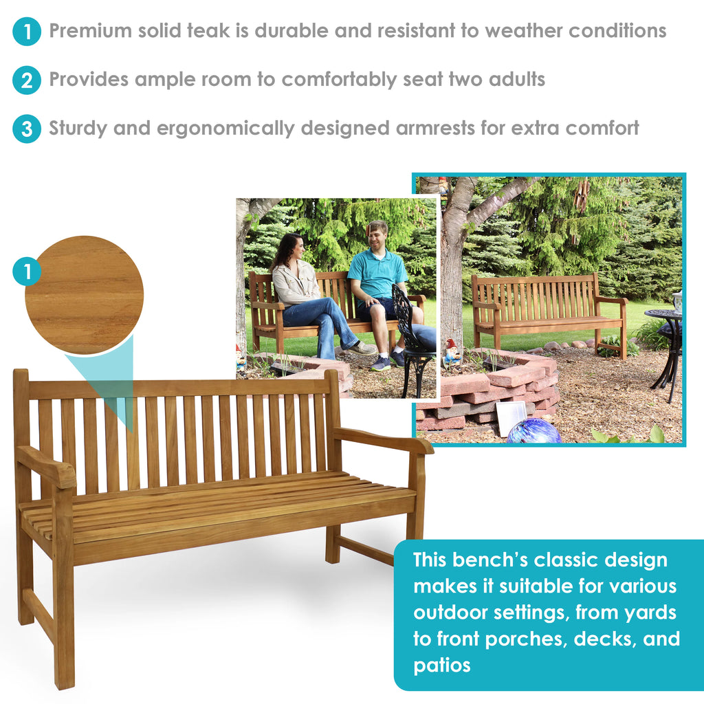 Teak Wood Patio Garden Bench J468625
