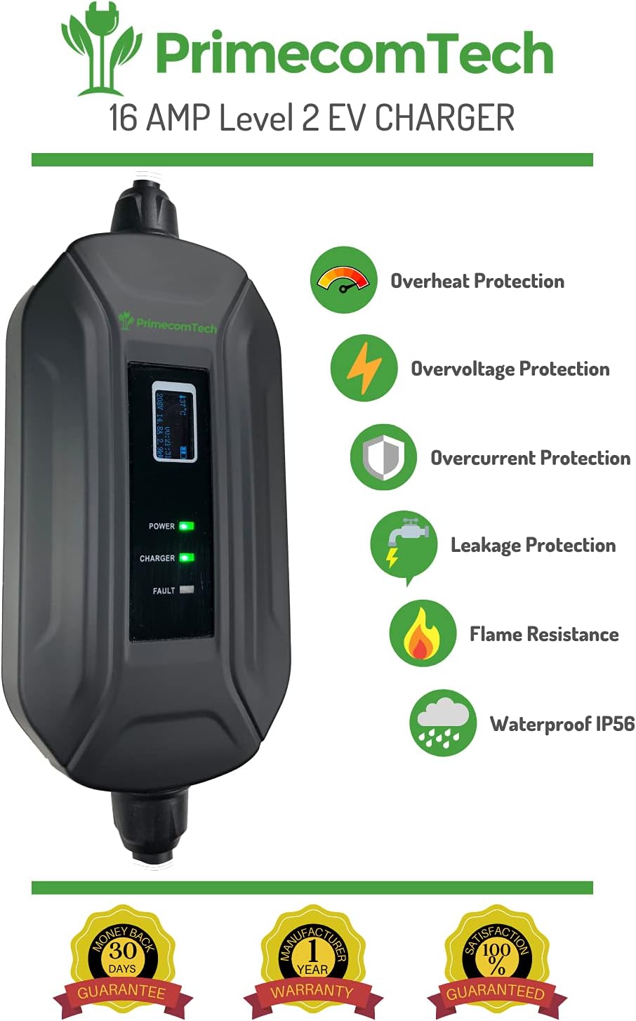 Portable Level 2 EV Charger 30ft with 6-20P O718833