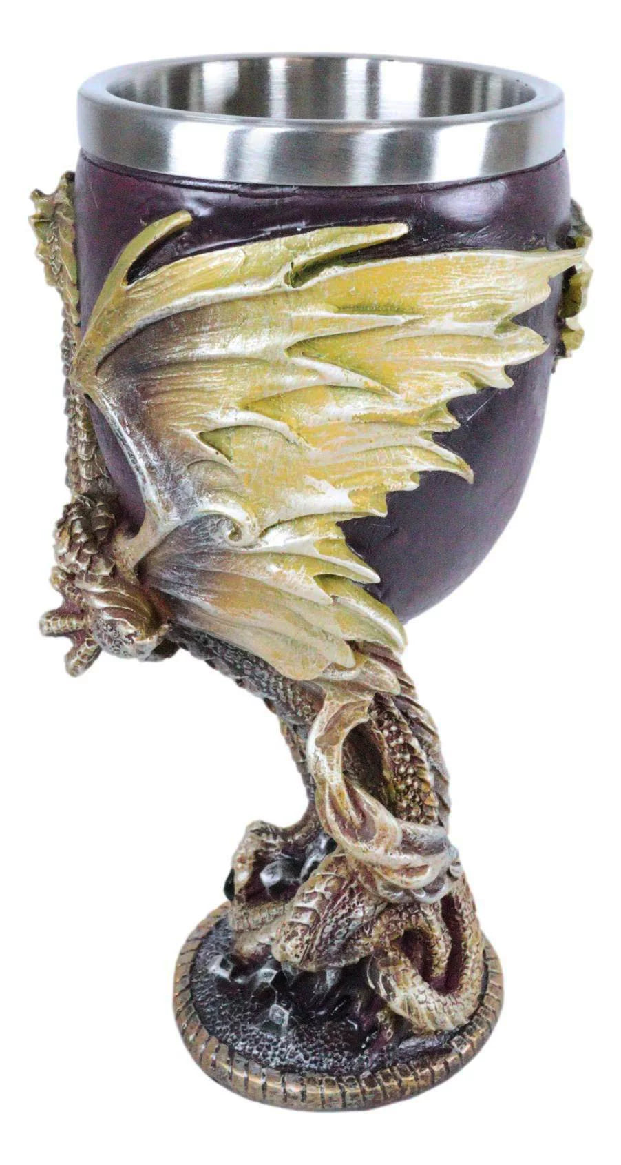 Maroon And Gold Dragon Wine Goblet 5oz S8490