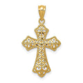 14K Yellow Gold Polished Filigree Cross Pendant W691
