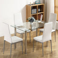 White Glass Dining Table Set for 4 C58273