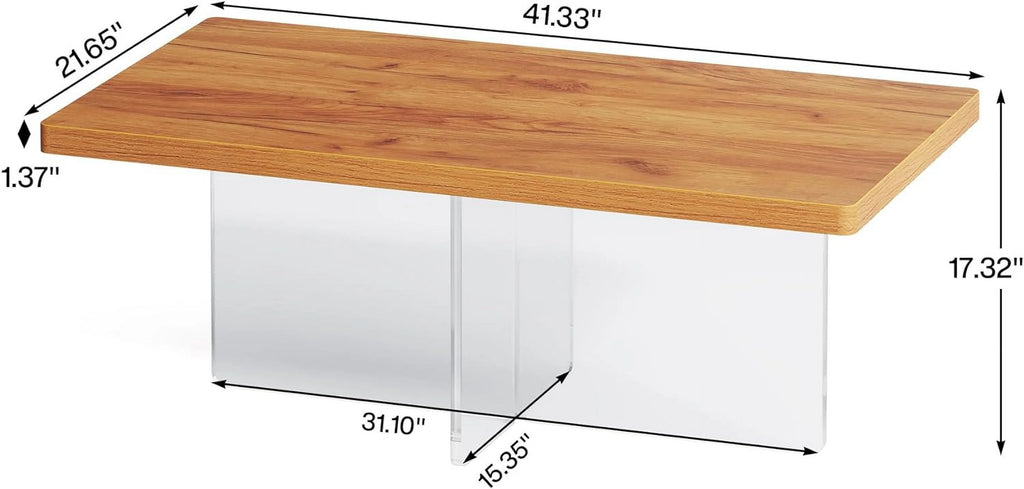 41" Modern Wood Coffee Table with Acrylic Base F81117