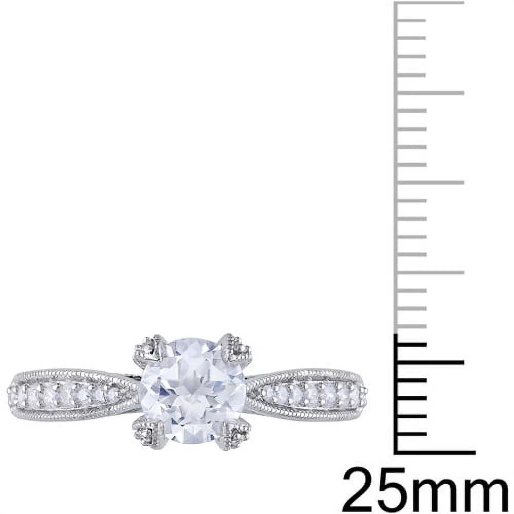 1/5 Carat T.W. Diamond and 1 Carat T.G.W. Created White Sapphire Sterling Silver Engagement Ring E45178