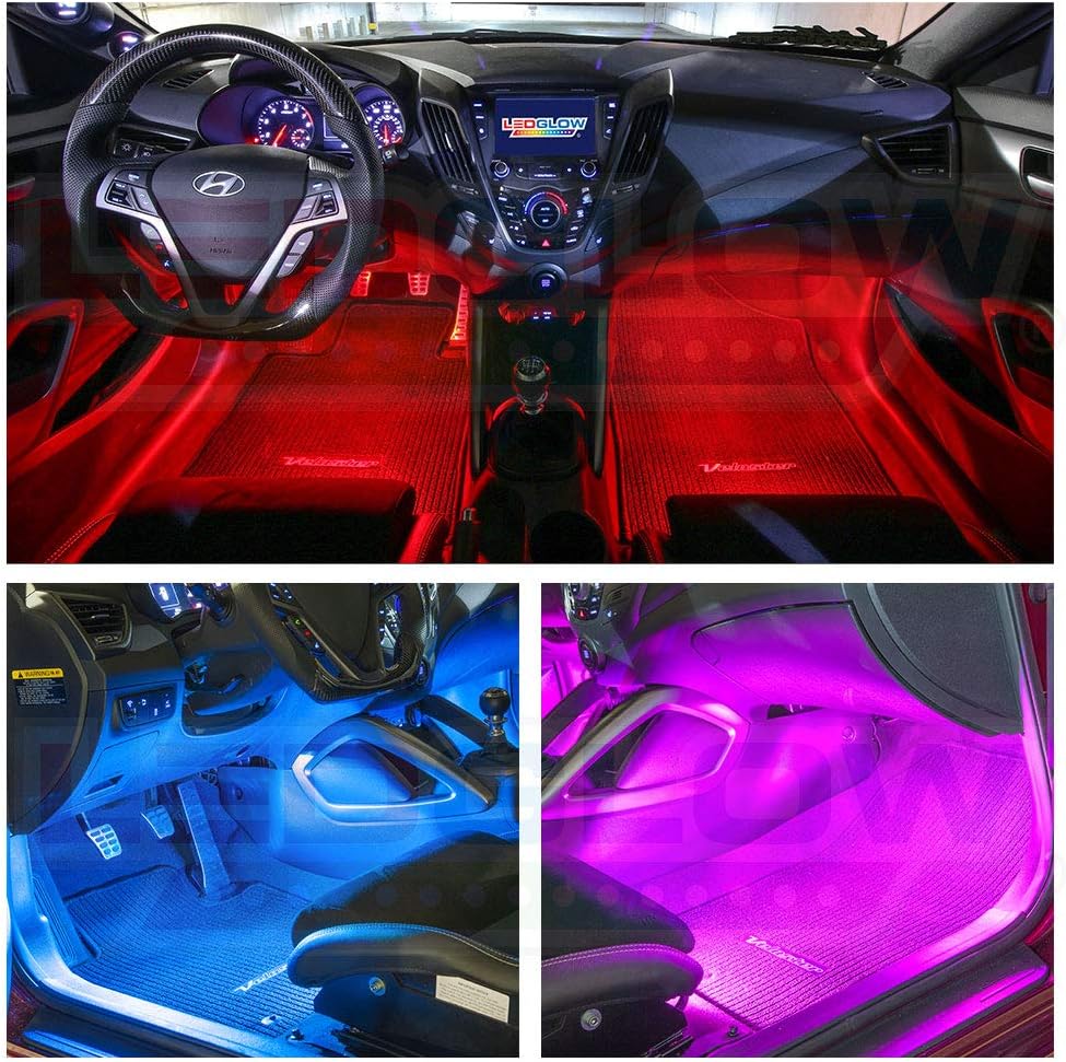 6pc Flexible LED Interior Footwell Underdash Neon Lighting Kit for Cars & Trucks H639