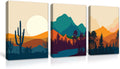 Boho Desert Cactus Landscape Framed Painting Set of 3 12x16 E51617