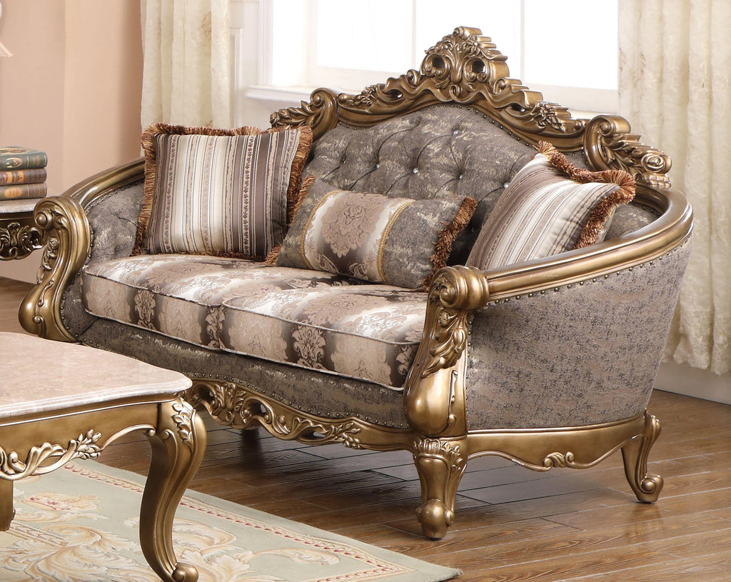 Bronze Shimmery Fabric Sofa Set 2Pcs L8536