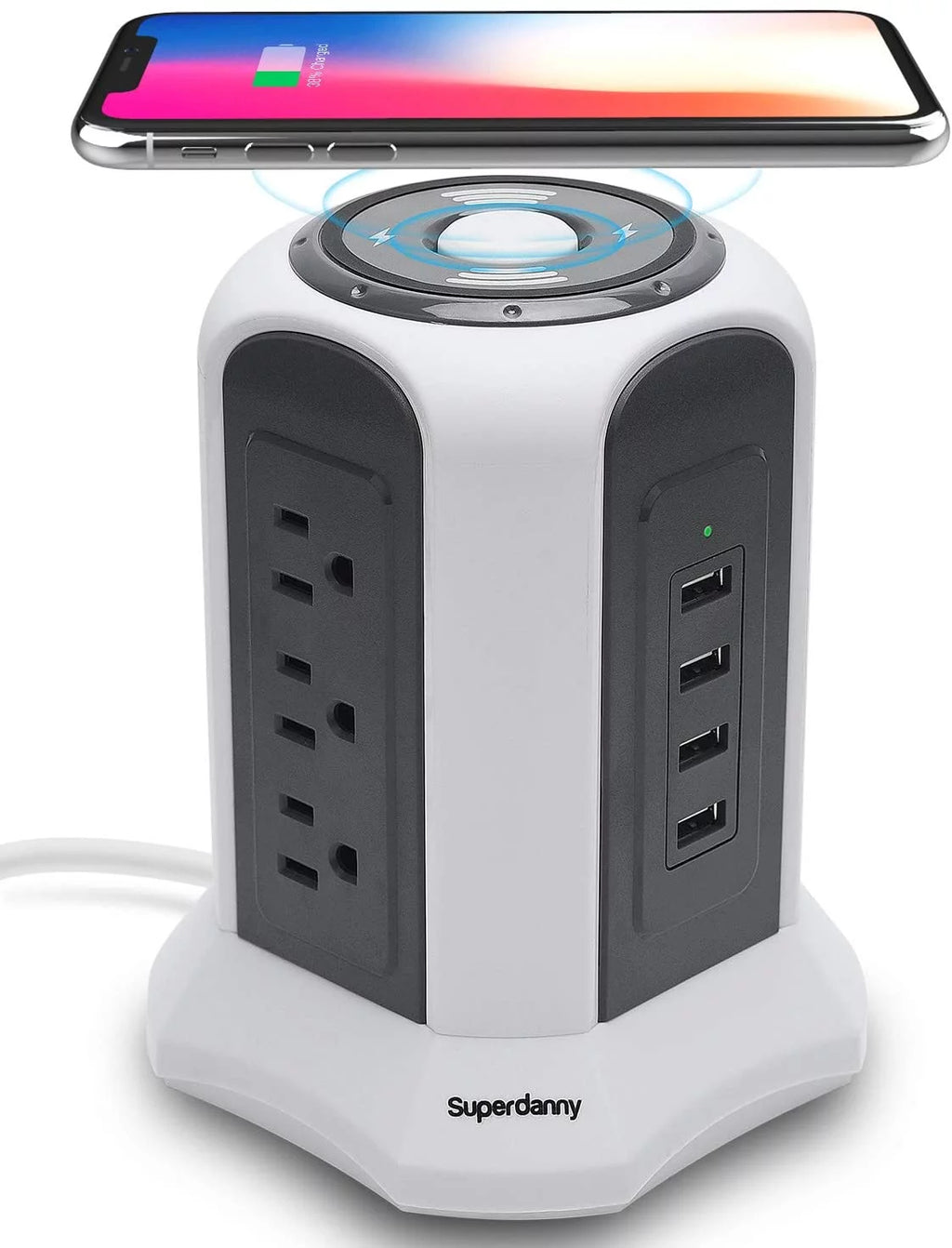 10ft Power Strip Tower Wireless Charger Surge Protector USB Charging Station S74097