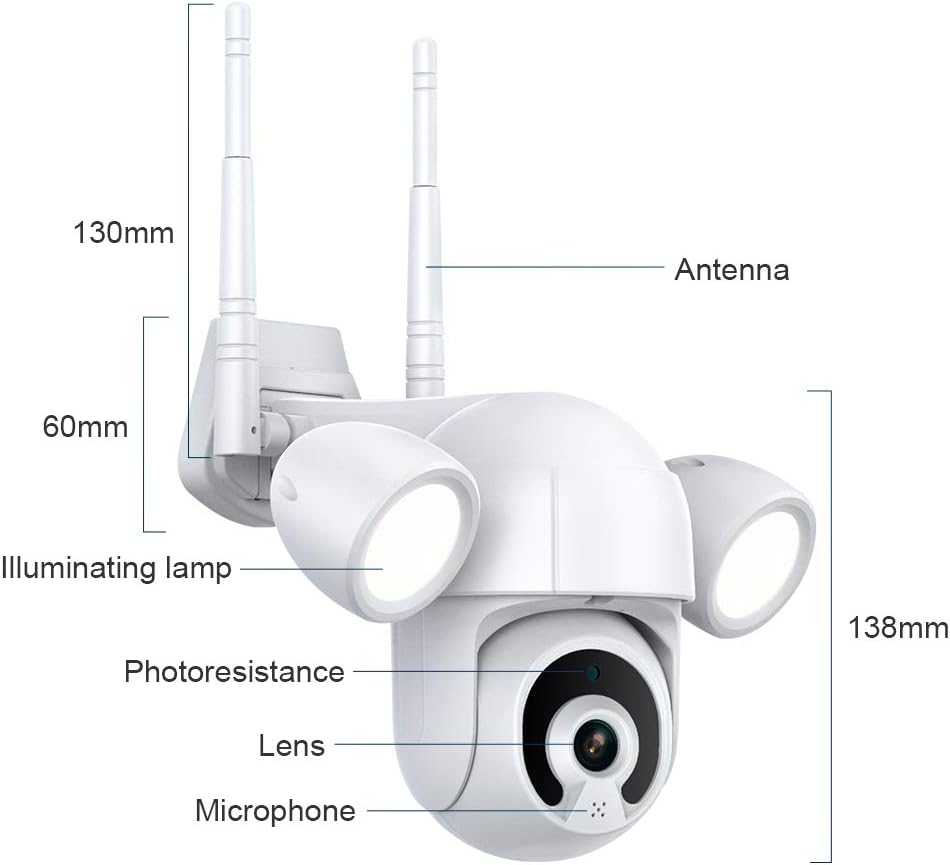 2K WiFi PTZ Security Camera with Floodlight, IP65 Waterproof, Auto Night Vision, Motion-Activated Lights, Auto-Tracking, Two-Way Audio C579