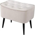 Tufted Curve Tan Velvet Ottoman Foot Stool with Steel Legs Z217