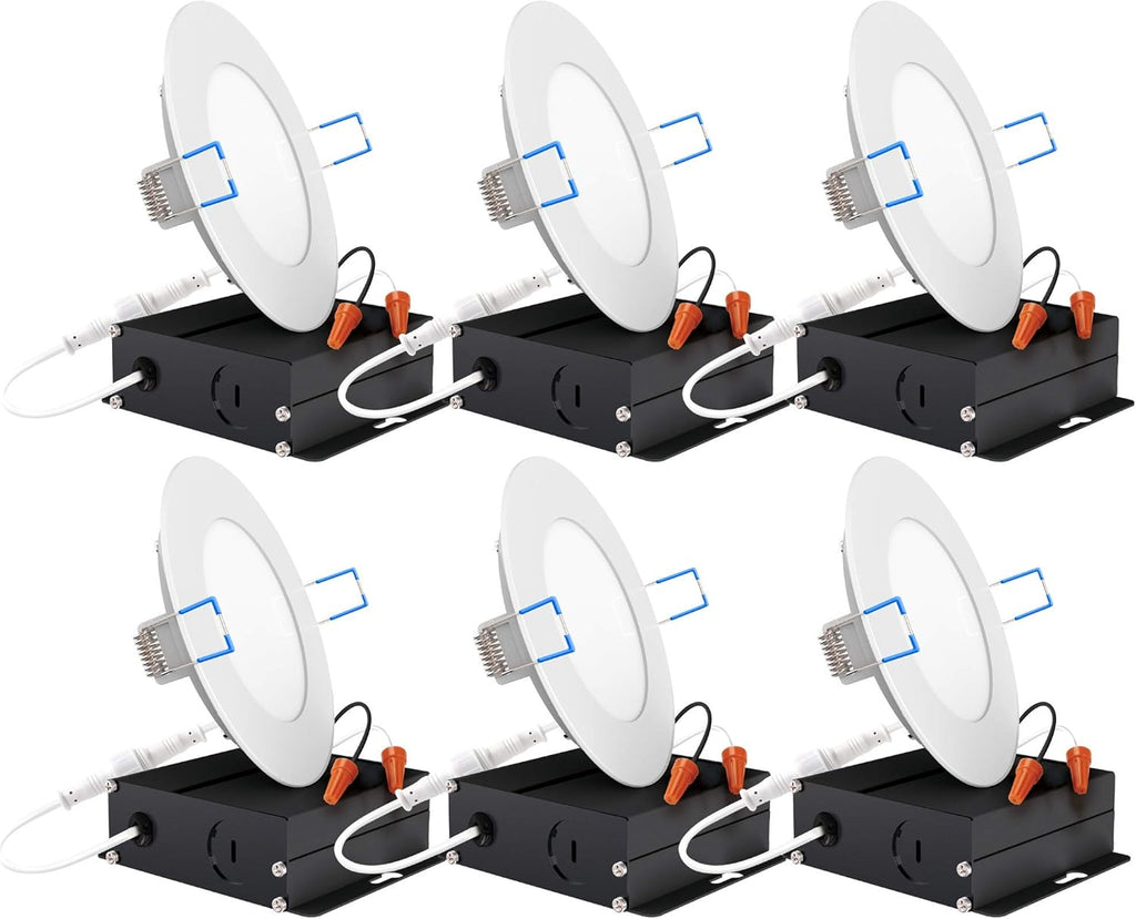 6 Pack 6 Inch Ultra Thin LED Recessed Ceiling Lights, 2700K Soft White, Dimmable 14W, 850 LM, Canless L418