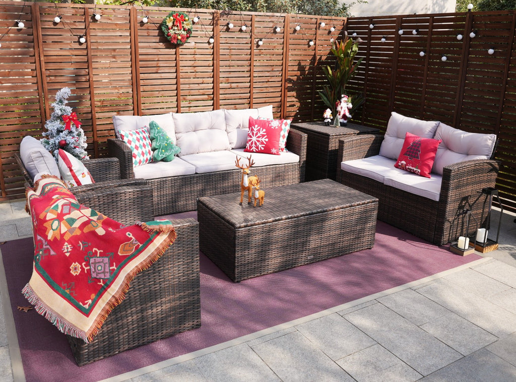6-Piece Wicker Outdoor Sofa Set with Cushions A56573