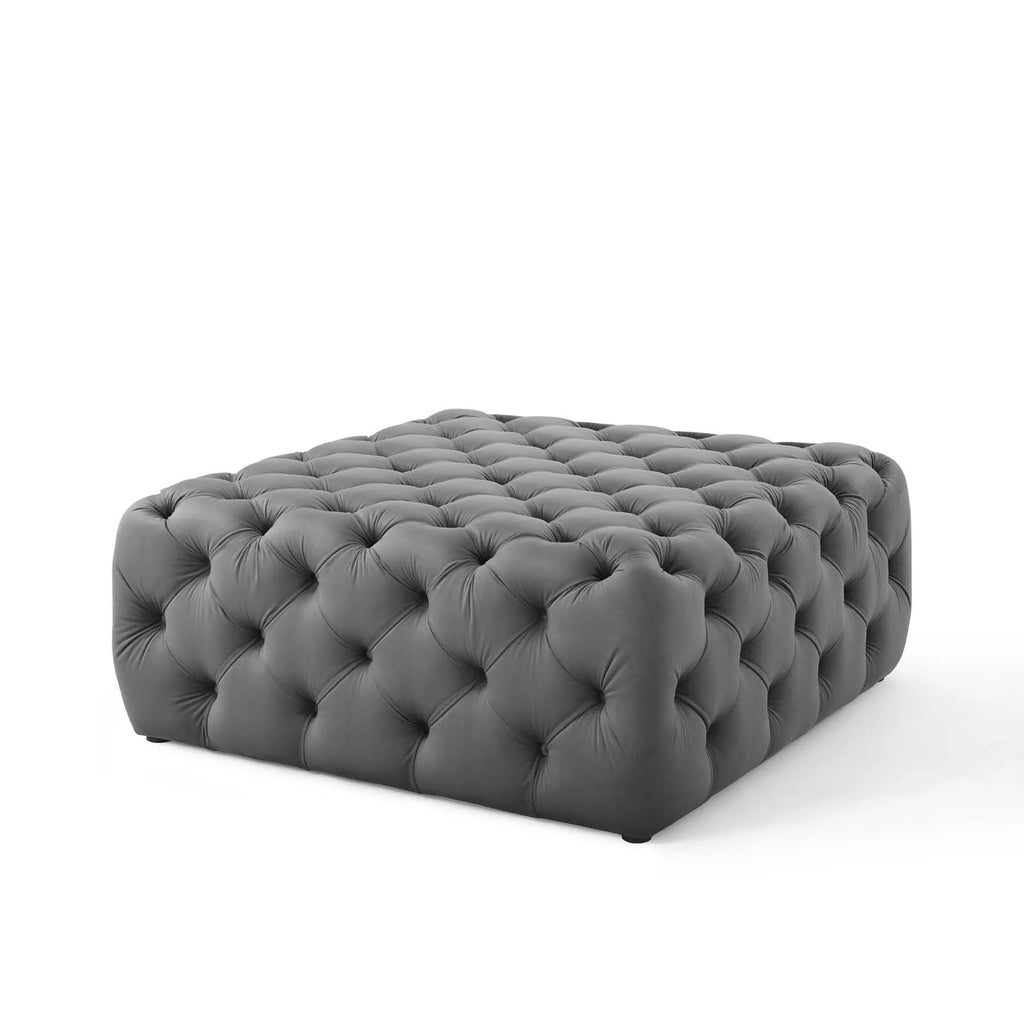Gray Tufted Performance Velvet Ottoman J43832