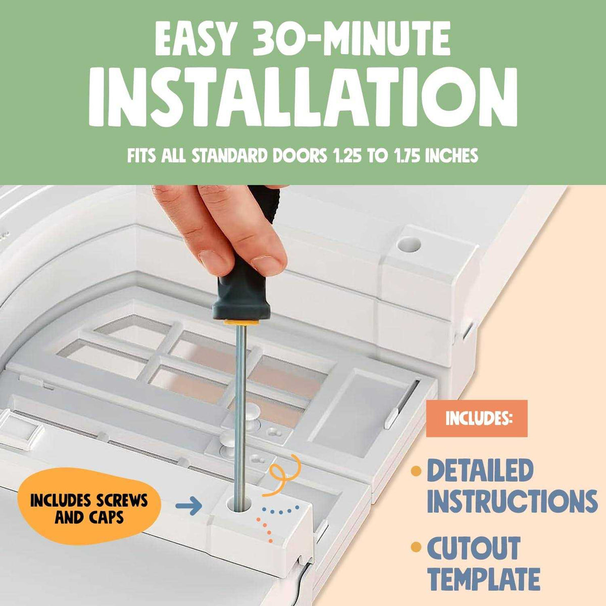 Interior Cat Door for Cats Up to 20 lbs E3612