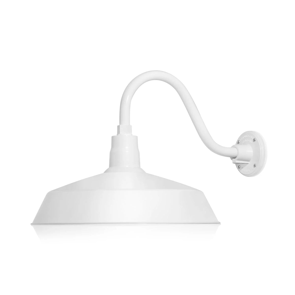 17in. White Outdoor Gooseneck Barn Light Fixture With 14.5 in. Long Extension Arm - Wall Sconce - 9W 900lm A19 LED Bulb (5000K Cool White) M1852