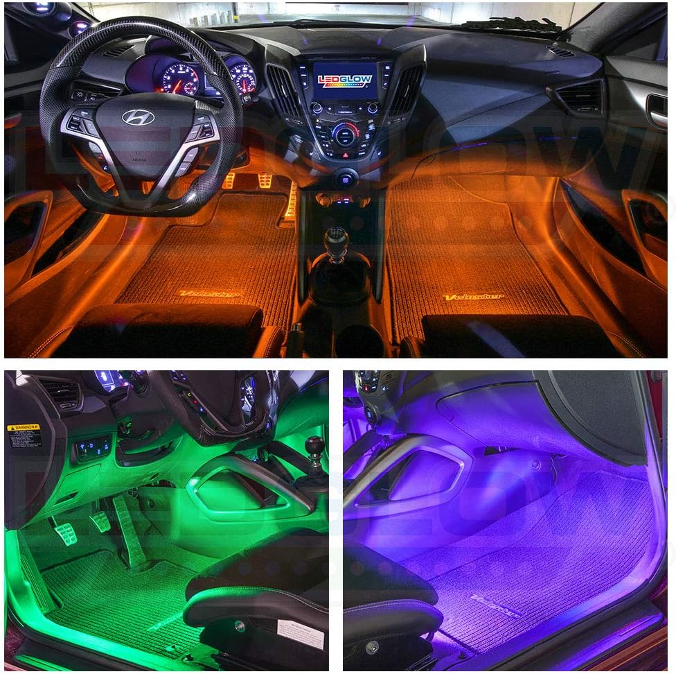6pc Flexible LED Interior Footwell Underdash Neon Lighting Kit for Cars & Trucks H639
